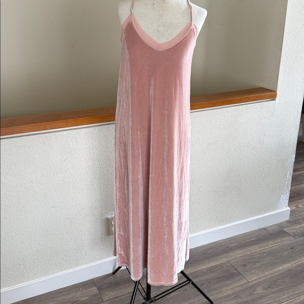 Blush pink velvet Maci dress size small